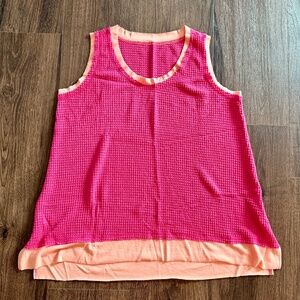 Women's Waffle Knit Scoop Neck Sleeveless Tank Top - Pink - Size XL